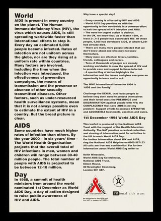 World AIDS Day : 1st December 1994 / produced by the National AIDS Trust with the support of the Health Education Authority.