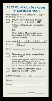 Children living in a world with AIDS : World AIDS Day appeal 1st December 1997 / Pat Macaulay, Chief Executive, ACET.