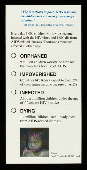 Children living in a world with AIDS : World AIDS Day appeal 1st December 1997 / Pat Macaulay, Chief Executive, ACET.