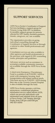 AIDS Nova Scotia : 5224 Blowers Street, Suite 206, Halifax, Nova Scotia B3J 1J7.