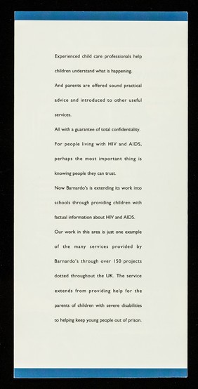 Barnardo's work with HIV/AIDS / Barnardos.