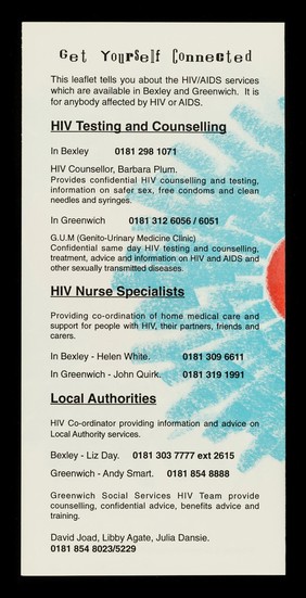 Get yourself connected : HIV & AIDS services in Bexley & Greenwich / Bexley & Greenwich Health Promotion Service.
