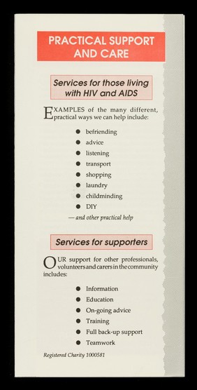 Practical support & care for those living with HIV and AIDS / Cleveland AIDS Support, giving practical support to those living with HIV infections.