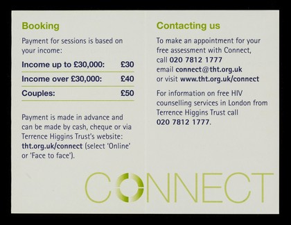 Connect : Talk. Explore. Resolve / Terrence Higgins Trust.