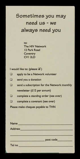 The HIV Network : a community response in Coventry & Warwickshire : general information.