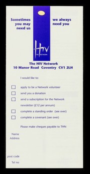 The HIV Network : prevention and care in Coventry & Warwickshire.