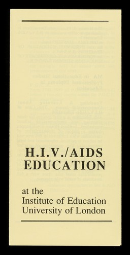H.I.V./AIDS education at the Institute of Education, University of London.