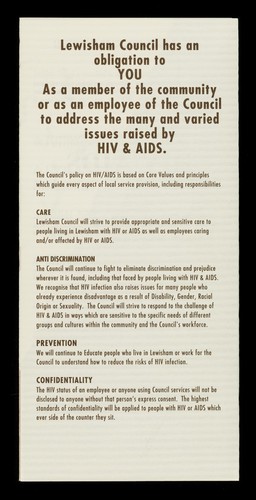HIV/AIDS Lewisham you / Lewisham Council.