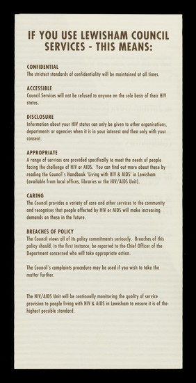HIV/AIDS Lewisham you / Lewisham Council.