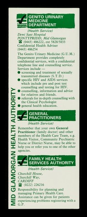 Positive steps for people affected by HIV/AIDS : a guide to services, advice and counselling in Mid Glamorgan / Mid Glamorgan County Council.