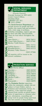 Positive steps for people affected by HIV/AIDS : a guide to services, advice and counselling in Mid Glamorgan / Mid Glamorgan County Council.