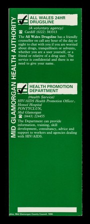 Positive steps for people affected by HIV/AIDS : a guide to services, advice and counselling in Mid Glamorgan / Mid Glamorgan County Council.