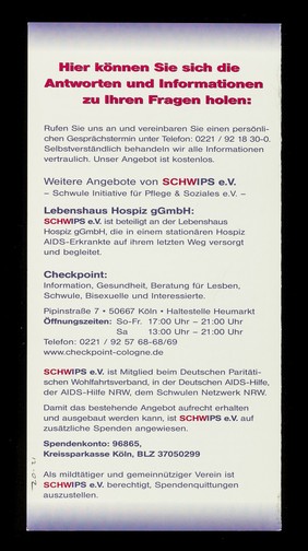 Je dringlicher die Fragen... : ...umso wichtiger die Antworten! / SCHWIPS, Psychosoziale Beratung & Betreuung.