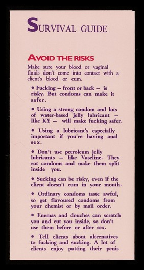 HIV : the facts for women who sell sex : no-nonsense information about HIV for women who work as prostitutes / Immunity Publications Ltd.