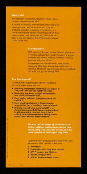 Plain speaking about HIV and AIDS and how it affects women, written for women by the experts - women. 4, Women, drugs and HIV / Positively Women.