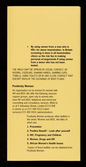 Plain speaking about HIV and AIDS and how it affects women, written for women by the experts - women. 4, Women, drugs and HIV / Positively Women.