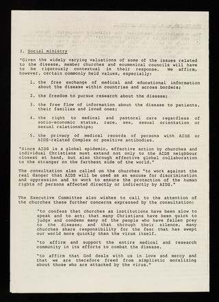 AIDS and the church as a healing community : the Geneva consultation: June 1986 / Christian Action on AIDS, The World Council of Churches.
