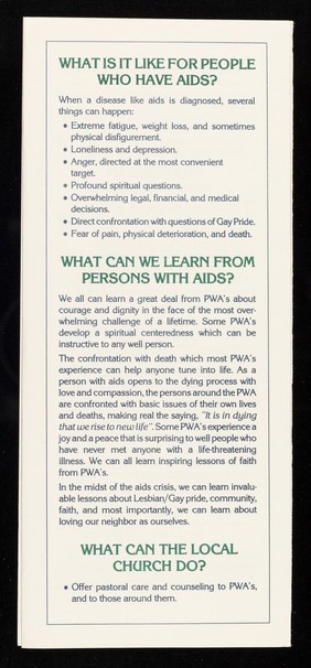 AIDS : a Christian response from the Metropolitan Community Church / written by the Reverend Stephen A. Pieters.