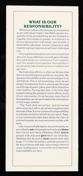 AIDS : is it God's judgement? : A Christian view of faith, hope and love from the Metropolitan Community Church / United Fellowship of Metropolitan Community Churches.