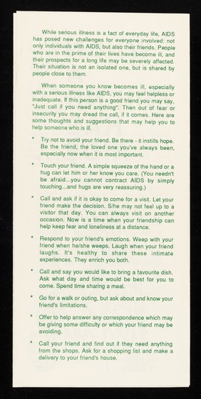 When a friend has AIDS... / Catholic AIDS Link.