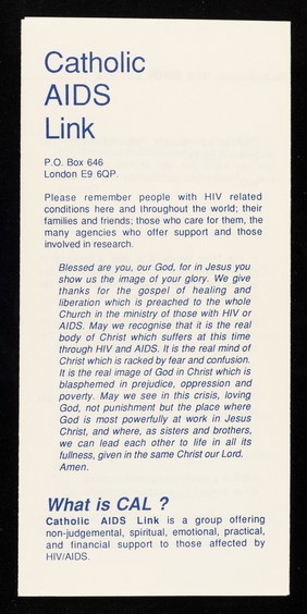 AIDS and God and you / Catholic AIDS Link.