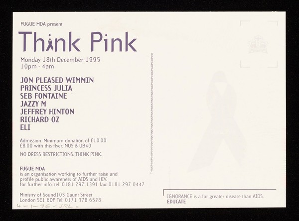 Think pink / Fugue MDA ; Ministry of Sound.