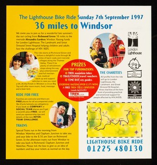 10th Lighthouse bike ride ... : London to Windsor : Sunday 7th September 1997 / Lighthouse Bike Ride.