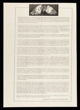 When the Freddie Mercury Tribute Concert for AIDS Awareness was over in April 1992 ... / Anne Meyer, The Mercury Phoenix Trust.