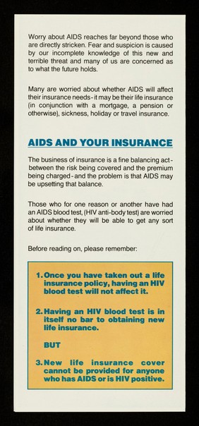 Not so long ago, the odds were about the same... : AIDS and insurance / Association of British Insurers.