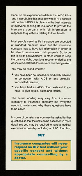 Not so long ago, the odds were about the same... : AIDS and insurance / Association of British Insurers.