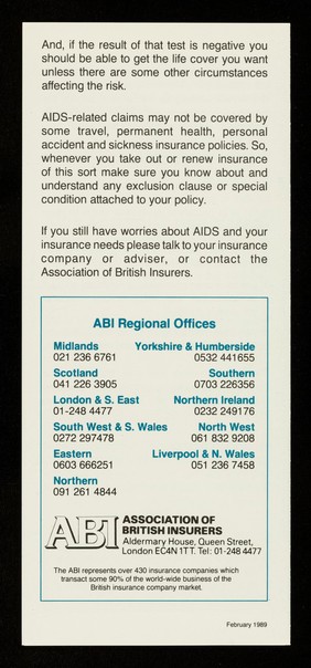 Not so long ago, the odds were about the same... : AIDS and insurance / Association of British Insurers.