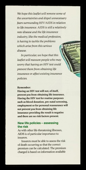 Life insurance and HIV/AIDS : the facts : a guide on life insurance and HIV/AIDS / Association of British Insurers.