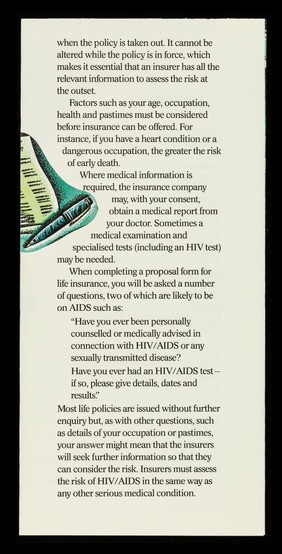 Life insurance and HIV/AIDS : the facts : a guide on life insurance and HIV/AIDS / Association of British Insurers.