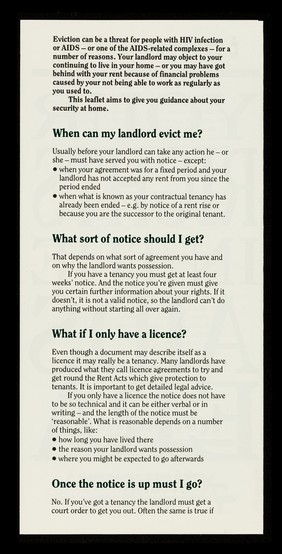 Your rights in the AIDS era. 7, Security from eviction / Immunity.