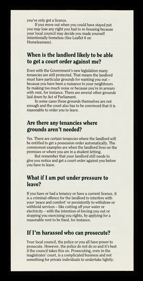 Your rights in the AIDS era. 7, Security from eviction / Immunity.