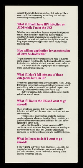 Your rights in the AIDS era. 10, Immigration / Immunity.