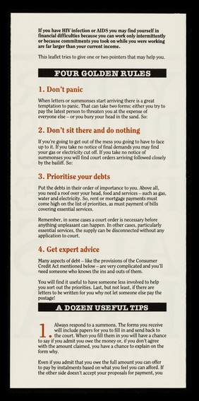 Your rights in the AIDS era. 12, Debts / Immunity.