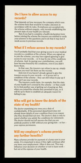Your rights in the AIDS era. 13, Pensions / Immunity.
