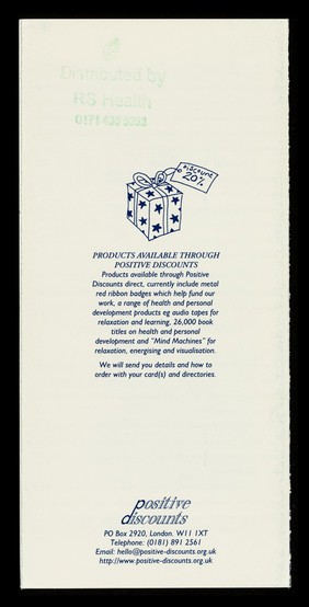 Discounts in thousands of shops throughout the UK... and abroad... : information & application form / Positive Discounts.