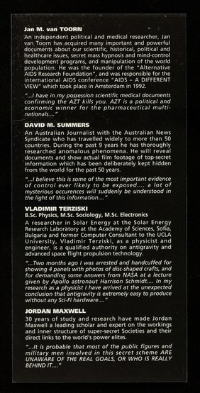 Nightlink Communications presents the first international conference that exposes a global deception : agenda / Wembley Arena.