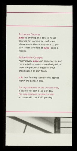 Training programme 2000/2001 : courses on HIV / AIDS and lesbian & gay issues in mental health / PACE, Project for Advice, Counselling & Education.
