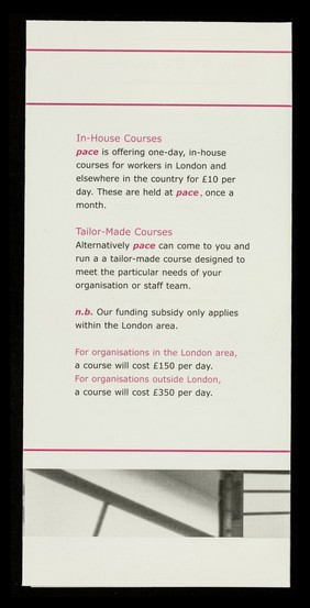 Training programme 2000/2001 : courses on HIV / AIDS and lesbian & gay issues in mental health / PACE, Project for Advice, Counselling & Education.