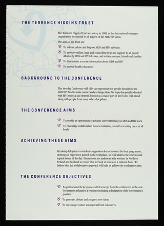 HIV & AIDS conference '92 : Imperial College London 31 July - 1 August 1992 : the conference will provide an opportunity to advance the current thinking on HIV and AIDS work / The Terrence Higgins Trust.
