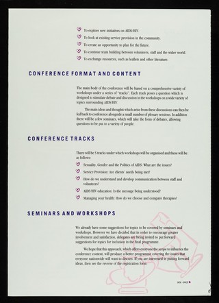 HIV & AIDS conference '92 : Imperial College London 31 July - 1 August 1992 : the conference will provide an opportunity to advance the current thinking on HIV and AIDS work / The Terrence Higgins Trust.