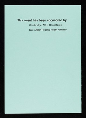 An invitation to the "people & research" workshop : Thursday 28th September 1989, Newnham College, Cambridge / sponsored by Cambridge AIDS Roundtable, East Anglian Regional Health Authority.