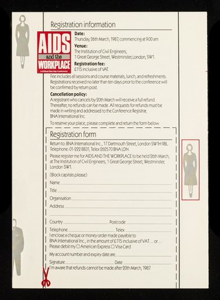 AIDS and the workplace : a critical one-day conference : 26th March 1987 at the Institution of Civil Engineers, Westminster, London / presented by BNA International Inc., London, a subsidary of the Bureau of National Affairs, Inc.