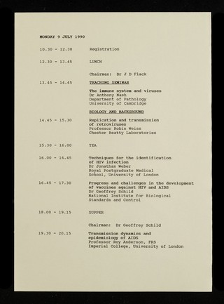 Molecular approaches to the therapy of HIV infection : a residential meeting at Robinson College, Cambridge : Monday - Wednesday 9-11 July 1990 / convened by Dr. B.C.L. Walker for The Society for Drug Research.