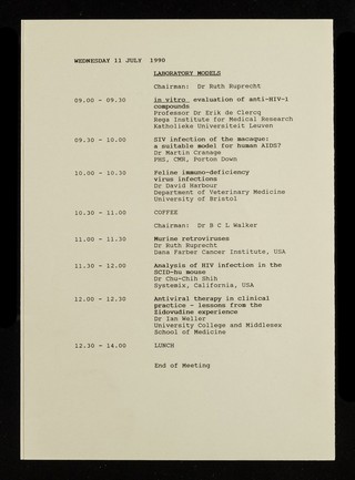 Molecular approaches to the therapy of HIV infection : a residential meeting at Robinson College, Cambridge : Monday - Wednesday 9-11 July 1990 / convened by Dr. B.C.L. Walker for The Society for Drug Research.