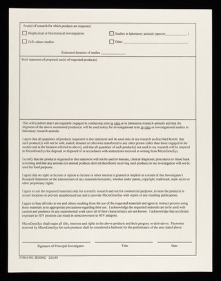 Investigator's research statement / MicroGeneSys, Inc.