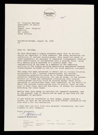Sangtec Medical : postal address: AB Sangtec Medical, Box 20045, S-161 02 Bromma, Sweden ...